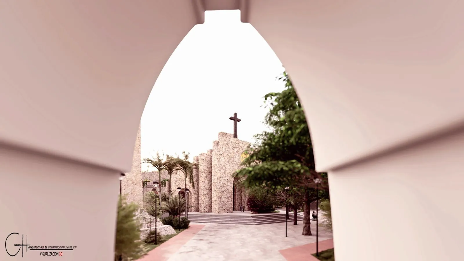 Capilla Santa Cruz vista a través de un arco