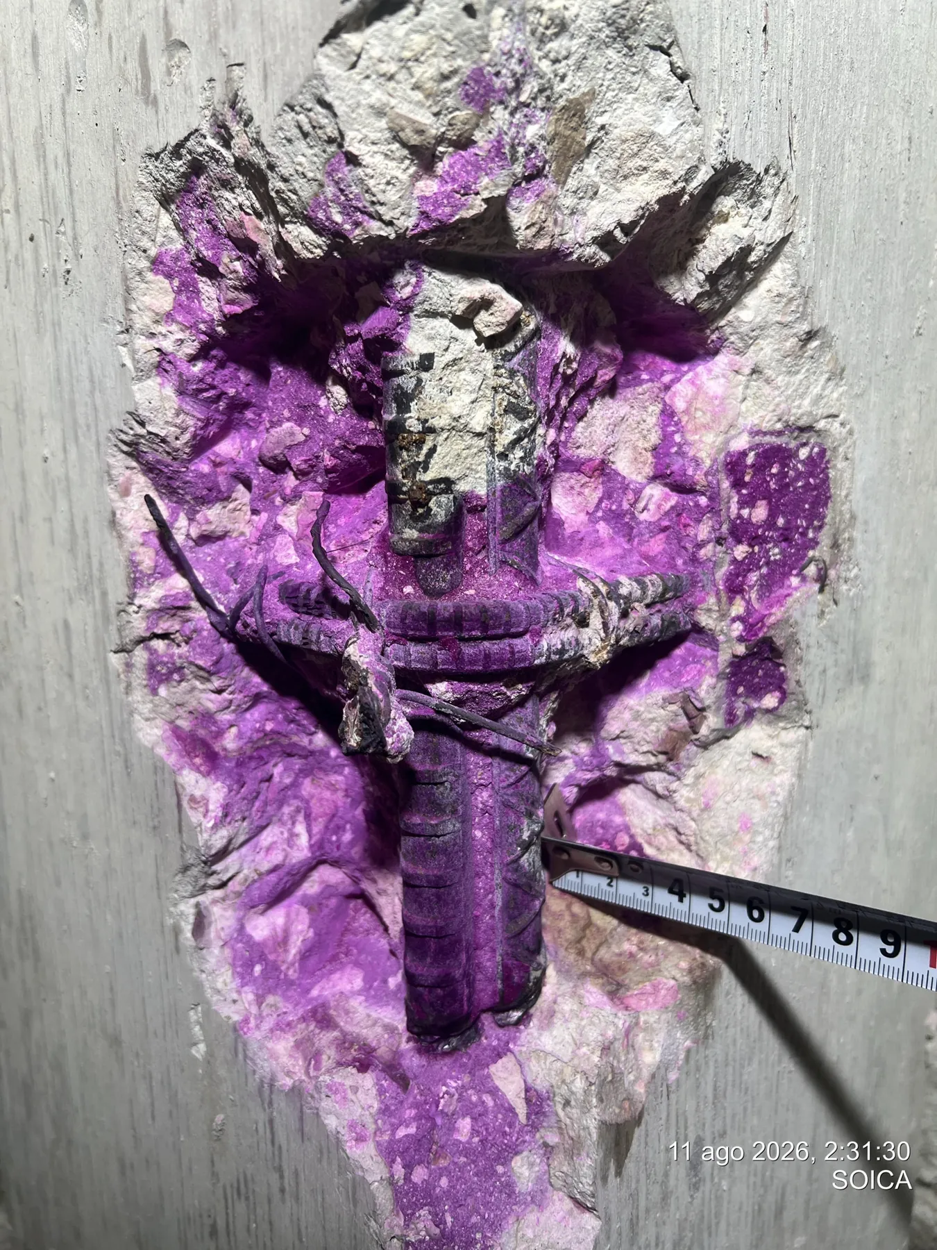 Prueba de carbonatación en concreto